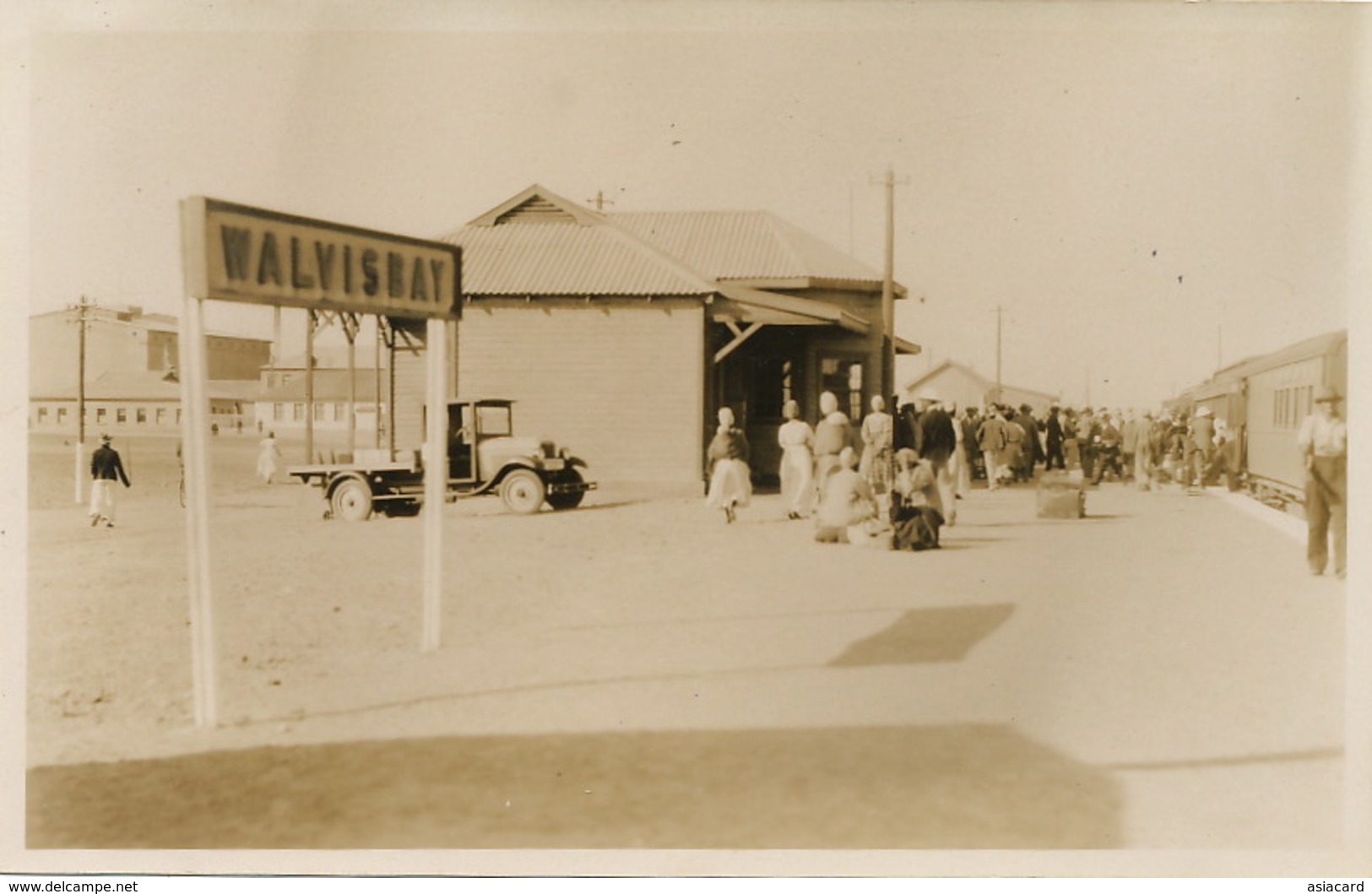 Real Photo  Walvisbay Train Station With Train  Photo Electra N. Wintz Swakopmund S.W.A. - Namibia