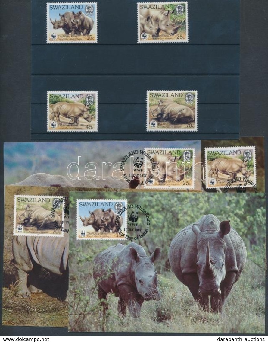 ** 1987 WWF Szélesszájú Orrszarvú Sor Mi 528-531 + 4 CM + 4 FDC-n - Andere & Zonder Classificatie