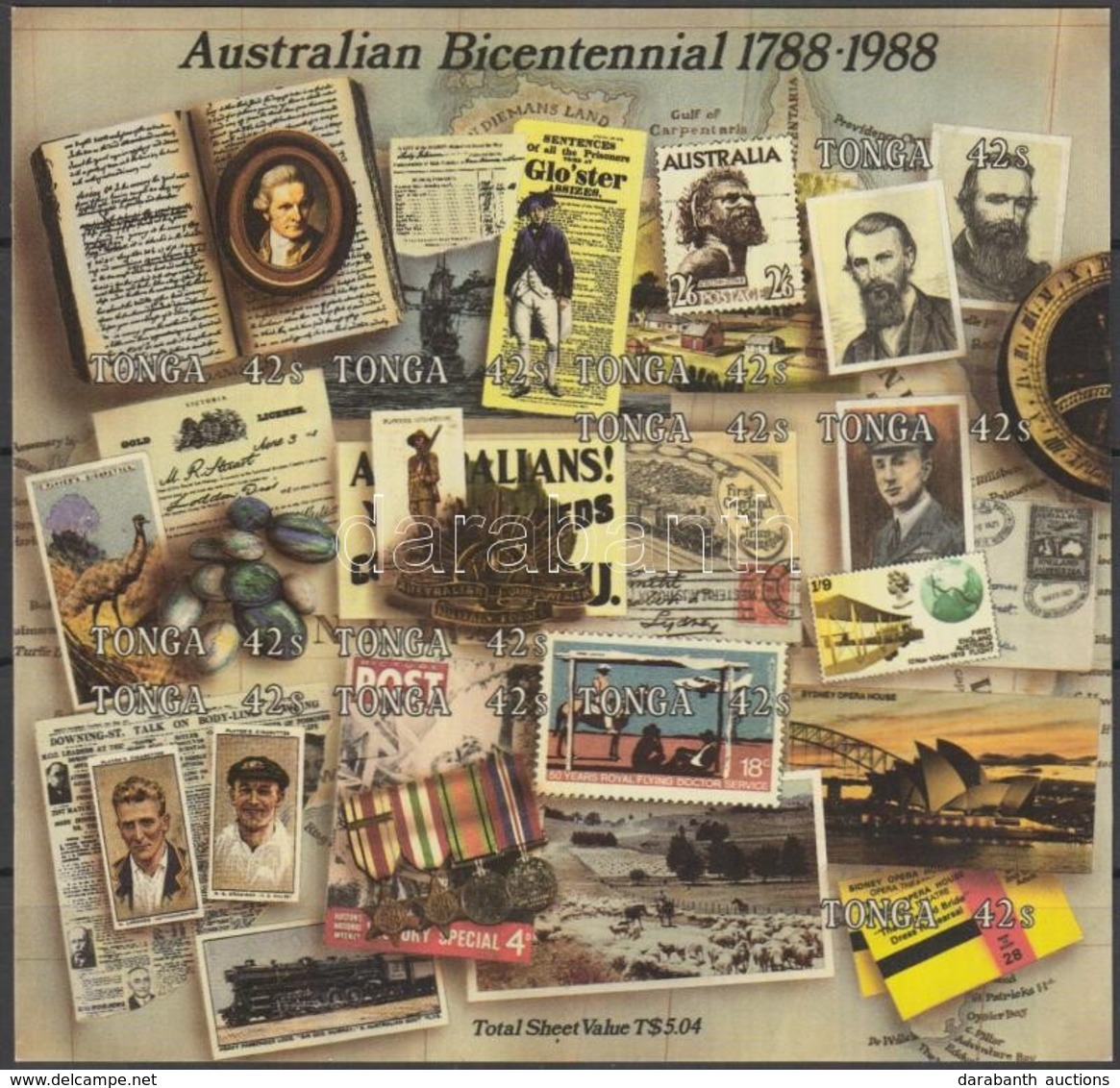 ** 1988 200 éve Gyarmatosították Ausztráliát Vágott Blokk Mi 11 - Andere & Zonder Classificatie