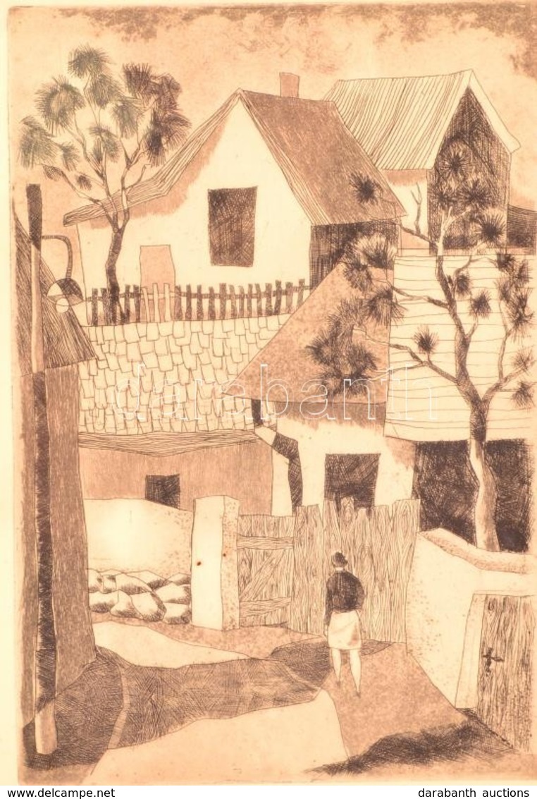 Ábrahám Rafael (1929-2014): Szentendre. Rézkarc, Papír, Jelzett, üvegezett Keretben, 28×19 Cm - Andere & Zonder Classificatie