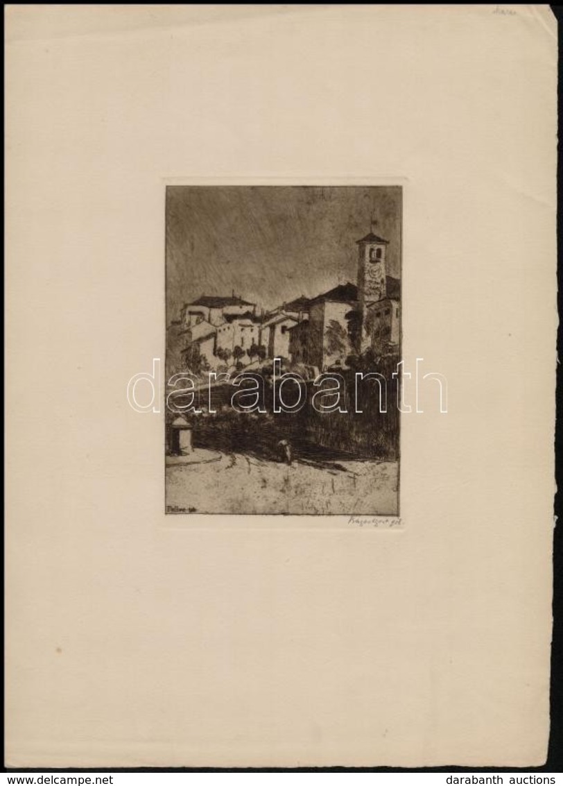 Bajor Ágost (1892-1958): Feltre, Rézkarc, Papír, Jelzett, 18×12 Cm - Autres & Non Classés