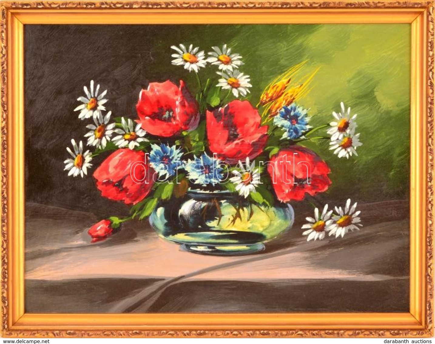 Jelzés Nélkül: Mezei Virágok. Olaj, Farost, Keretben, 24×33 Cm - Autres & Non Classés