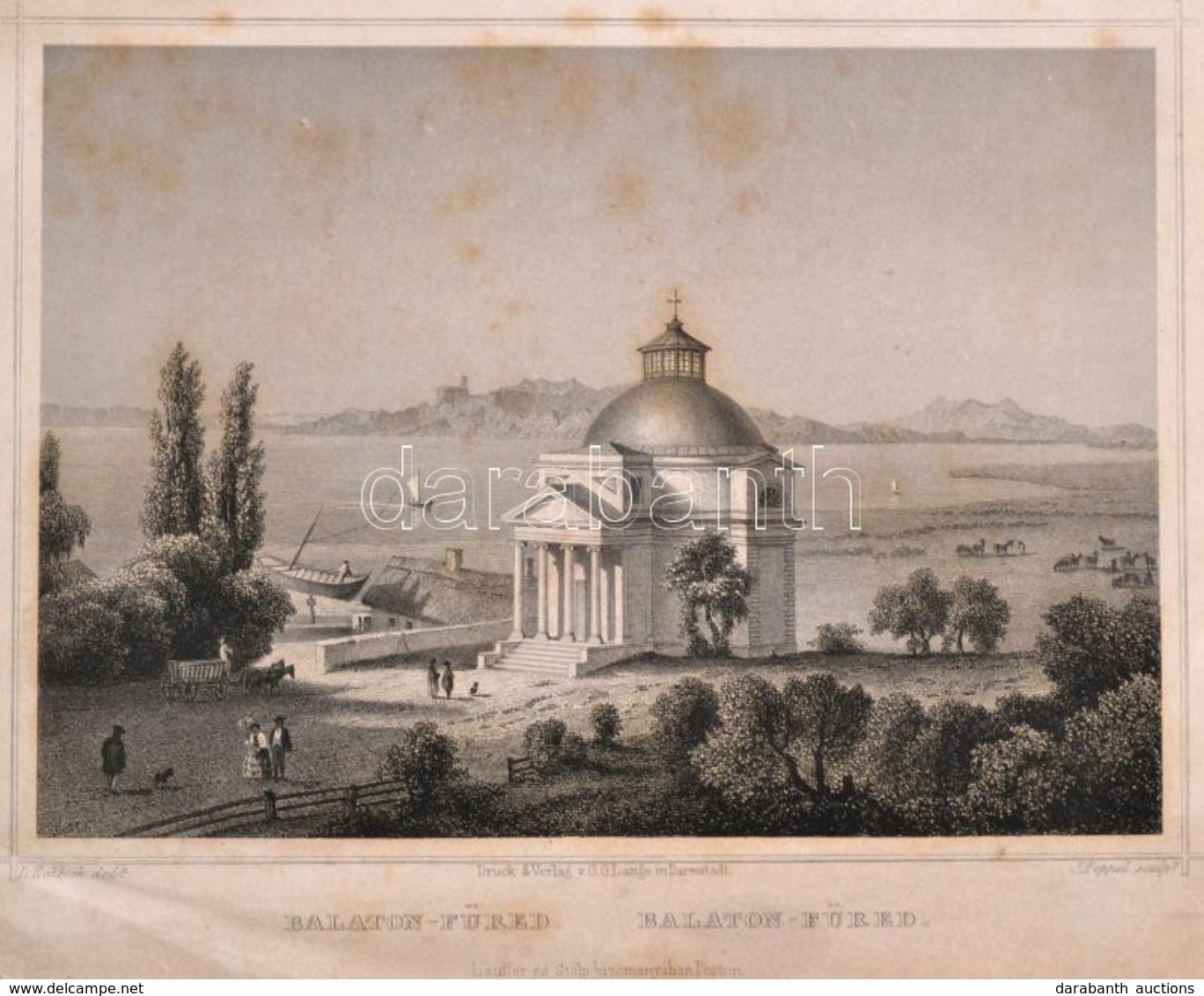 Cca 1860 Ludwig Rohbock (1820-1883) - Johann Poppel (1807-1882): Balatonfüred. Pest, Lauffer és Stolp, Acélmetszet, Jelz - Prints & Engravings