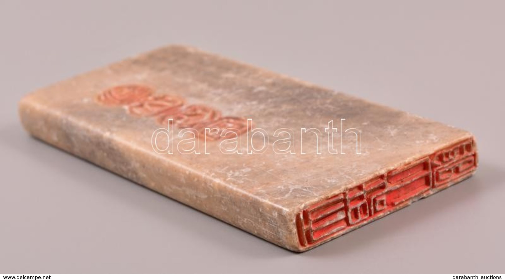 Kínai Pecsétnyomó, Faragott, Feliratozott Kő / Chinese Seal Maker. Stone. 13x6 Cm - Autres & Non Classés