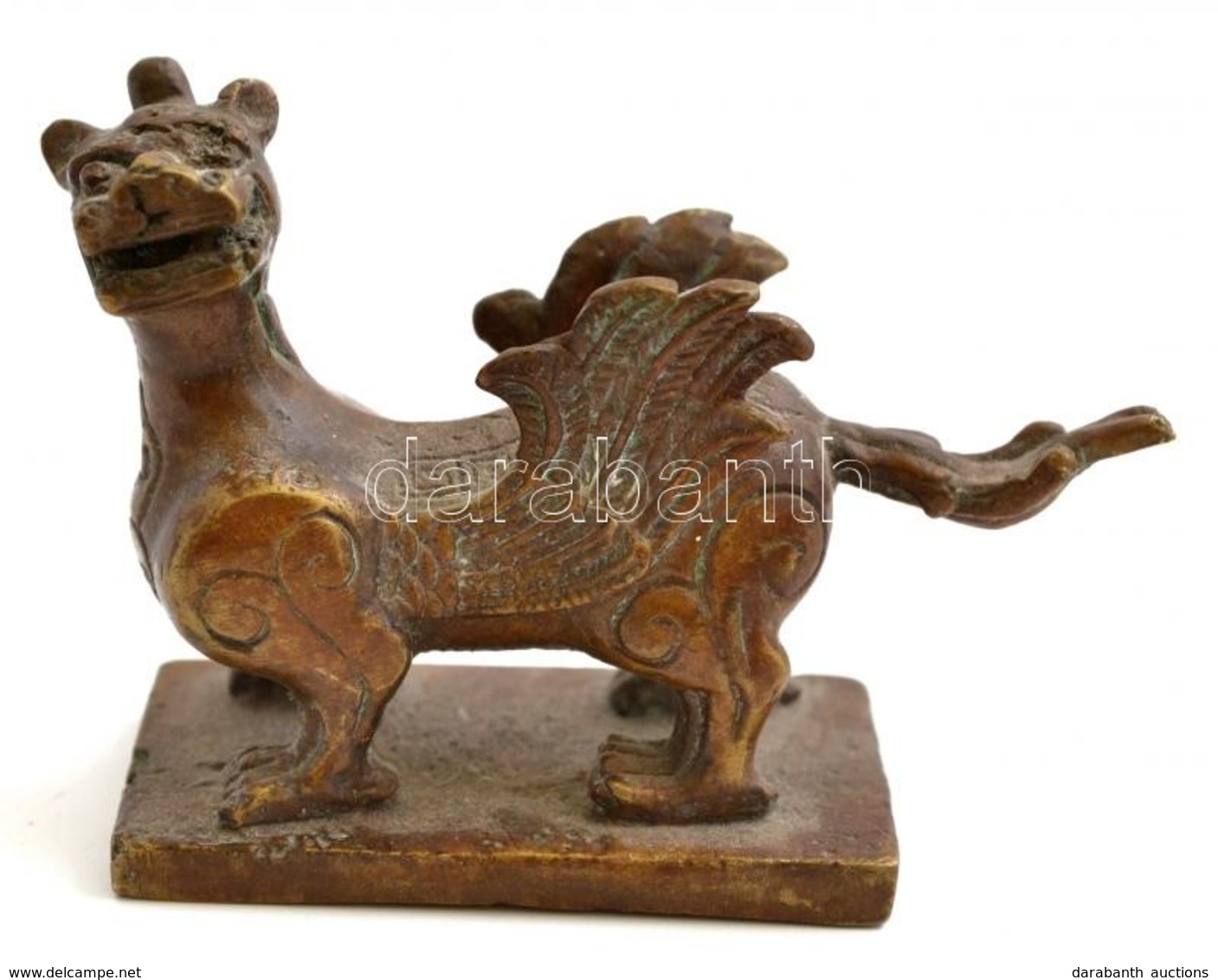 Sárkányt Formázó Bronz Kínai Pecsétnyomó. 5,5 Cm / Chinese Bronze Seal Maker. Dragon Figure. - Andere & Zonder Classificatie