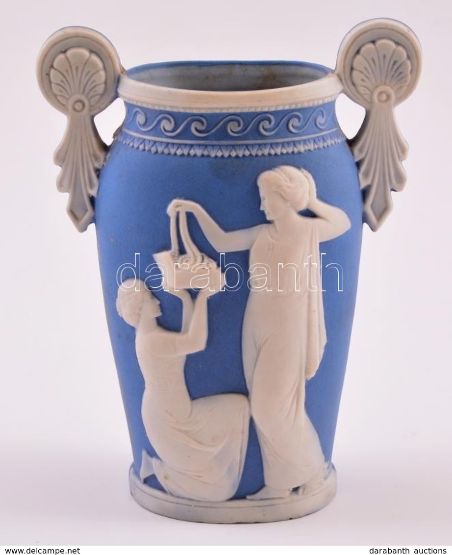 Wedgwood Bisquit Kis Füles Váza, Kopásokkal, Jelzés Nélkül, M: 12 Cm - Andere & Zonder Classificatie