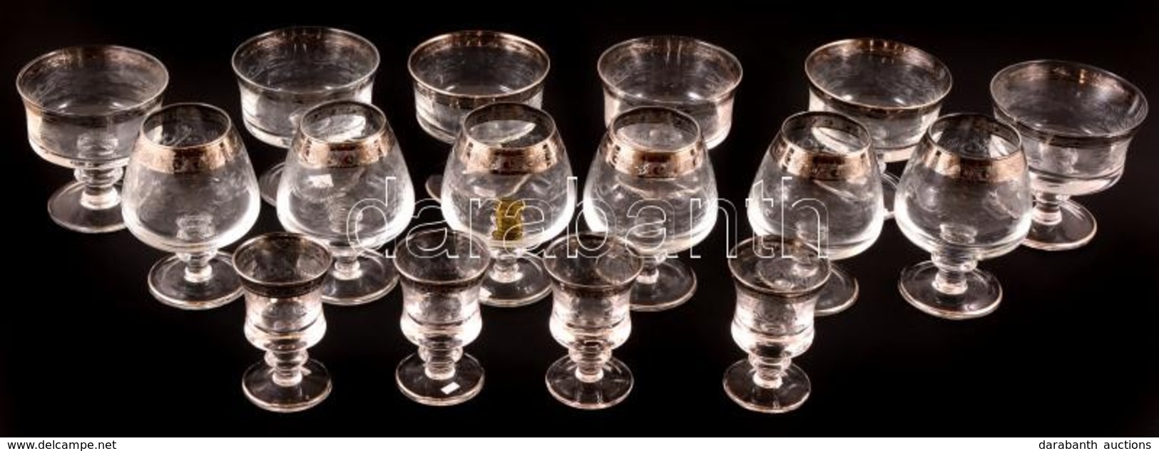 Muranói 'Medici' Poharak, Jelzettek, Hibátlanok, összesen: 16 Db - Glas & Kristal