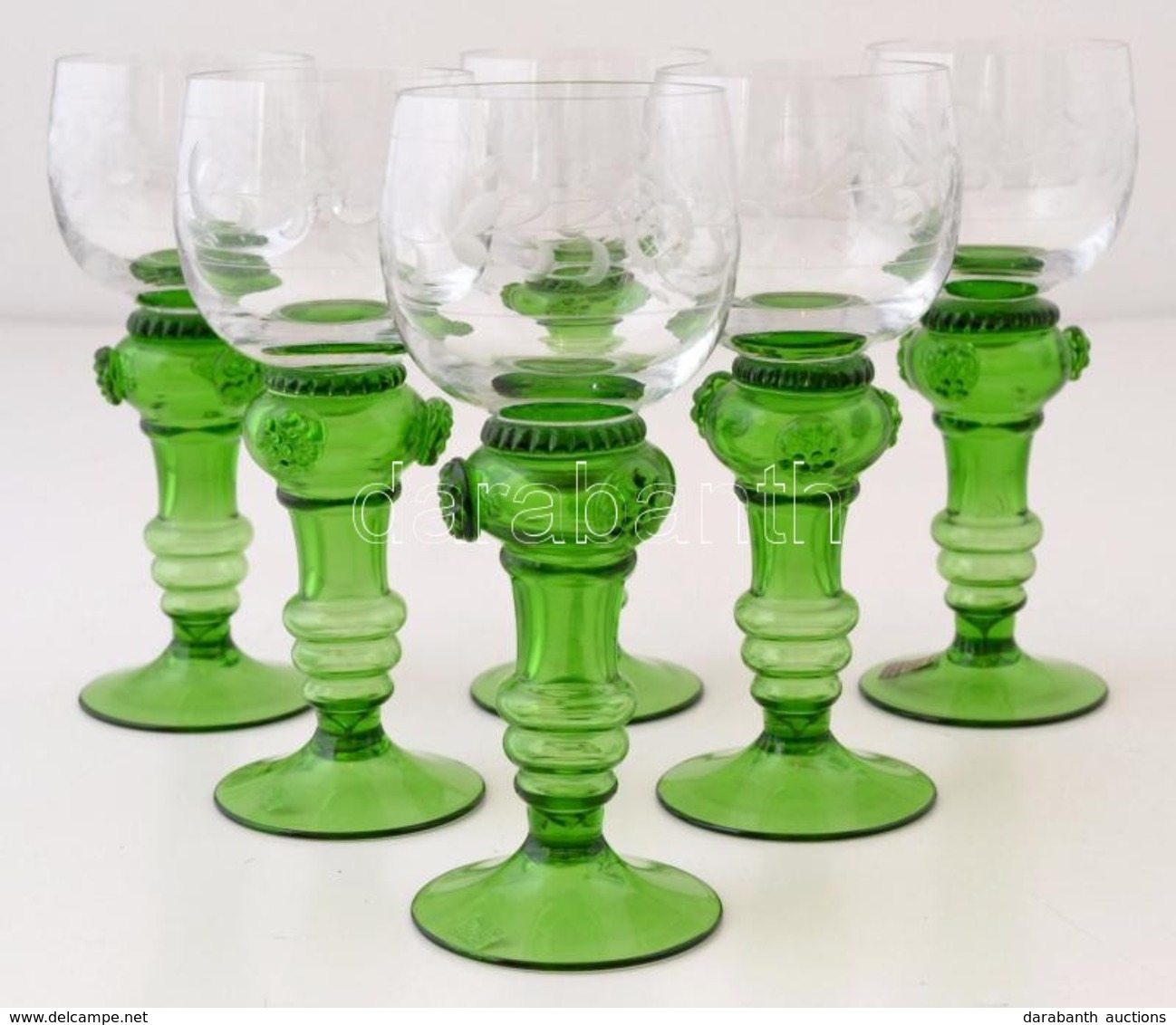 Jelzett (Eisch) Borospohár ( 6db), Hibátlan, Csiszolt, M: 18 
Cm (6×) - Verre & Cristal