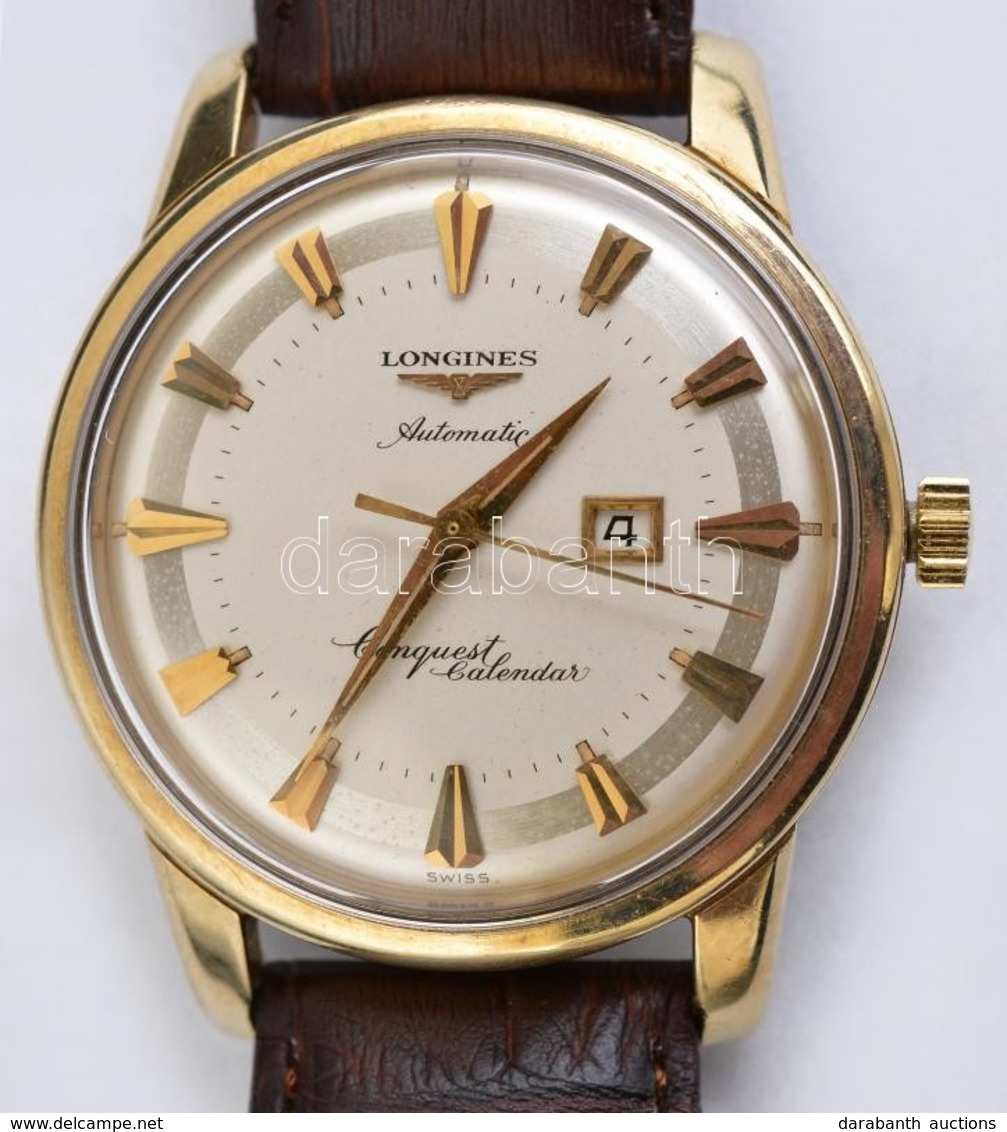 Longines Conquest Calendar Automatic Karóra Szép, Működő állapotban, Bőr Szíjjal / Nice, Working Condition. D: 35mm - Andere & Zonder Classificatie