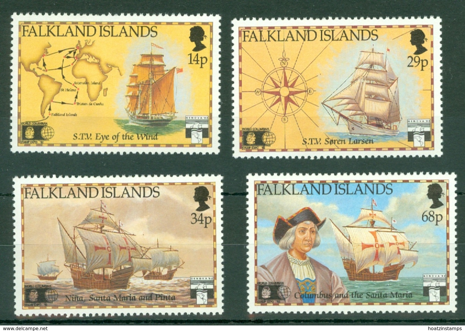 Falkland Is: 1991   500th Anniv Of Discovery Of America By Columbus   MH - Falkland Islands