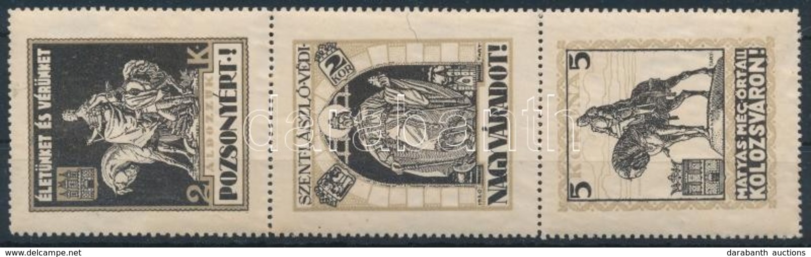 1930 3 Db Irredenta Levélzáró Nagyvárad, Kolozsvár, Pozsony (hármascsíkban) - Non Classés