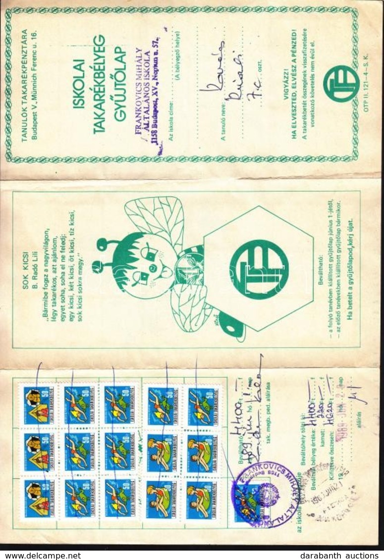 1989 Iskolai Takarékbélyeg Gyűjtőlap 87 Db Bélyeggel - Unclassified