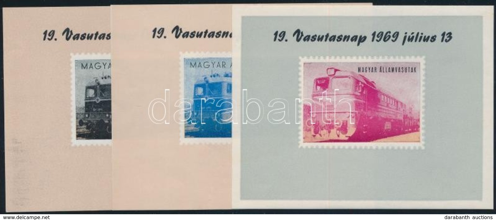 1969  3 Db Magyar Vasúti Levélzáró Eltérő  Színekben - Zonder Classificatie