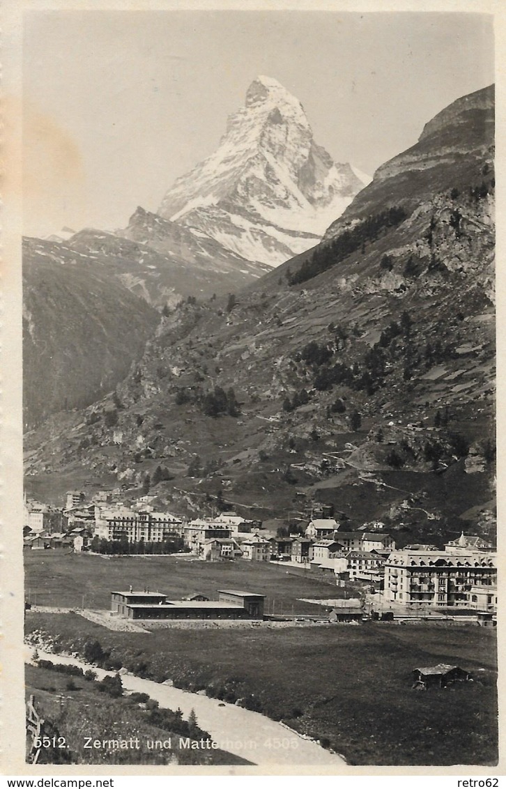 ZERMATT → Generalansicht Mit Matterhorn, Eher Seltene Perspektive 1913 - Zermatt
