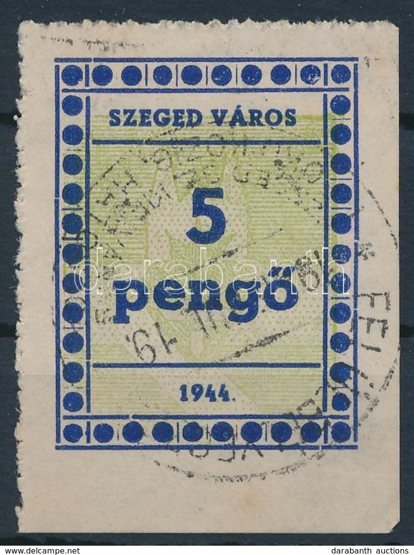 1944 Szeged Város Okirati Illetékbélyeg 5P, Egy Szárú 5-ös (10.000) - Non Classés