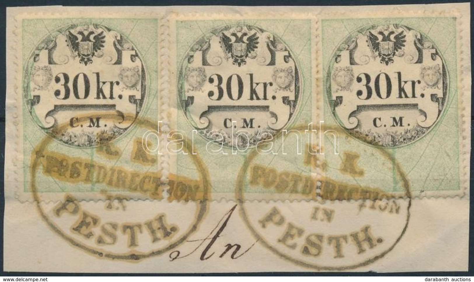 ~1854 3 Db Okmánybélyeg / 3 Fiscal Stamp 'K. K. POSTDIREKTION IN PESTH' - Non Classificati