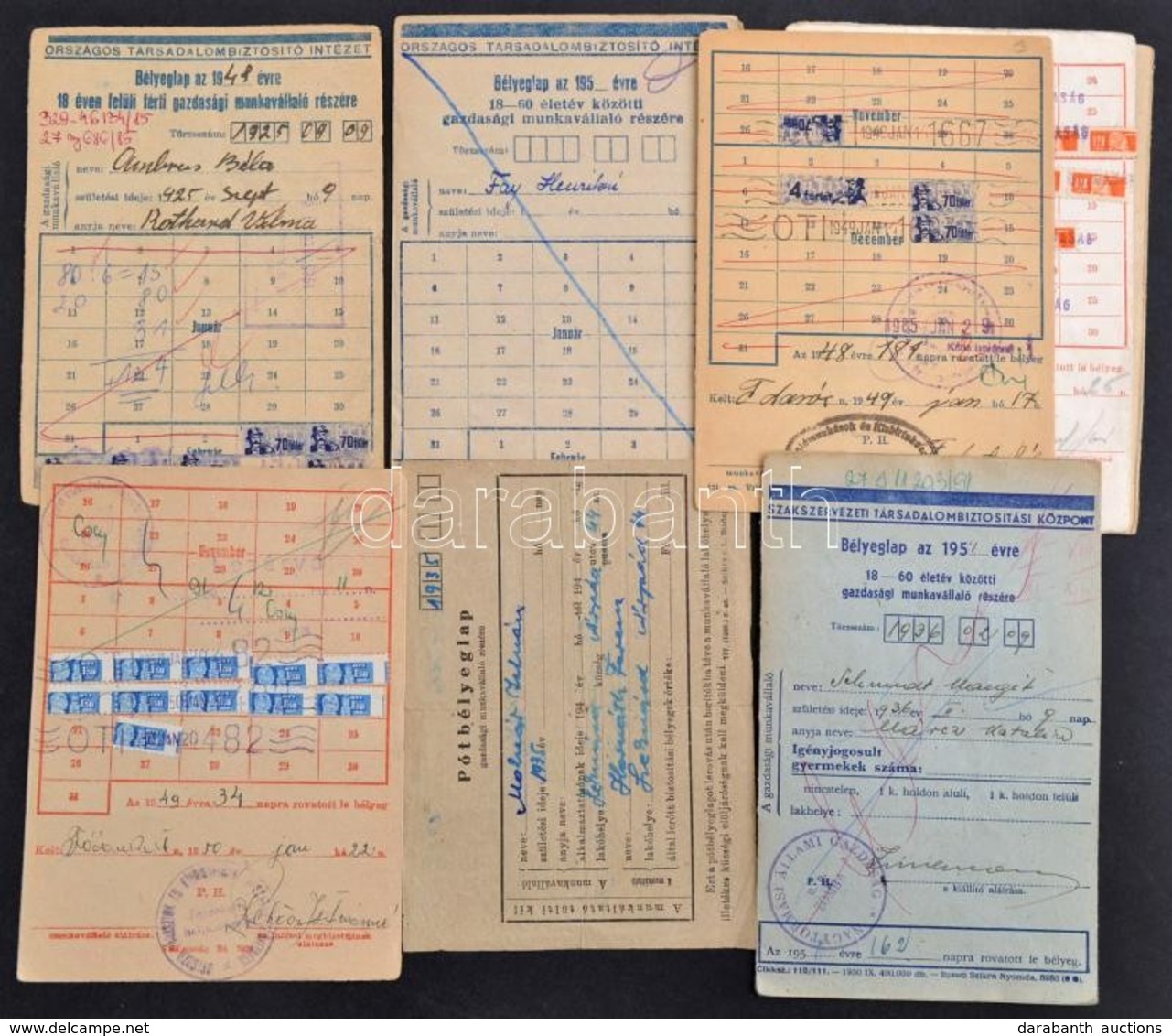 Cca 1940 OTI Bélyegek 8 Db Okmányon 414 Db Bélyeggel - Non Classés