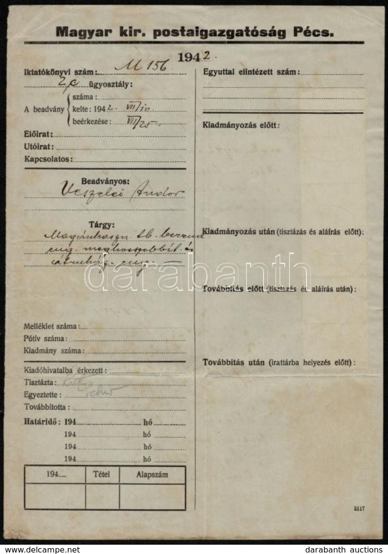 1942 Okmány Portóbélyegekkel Illetékbélyegként Felhasználva. - Zonder Classificatie