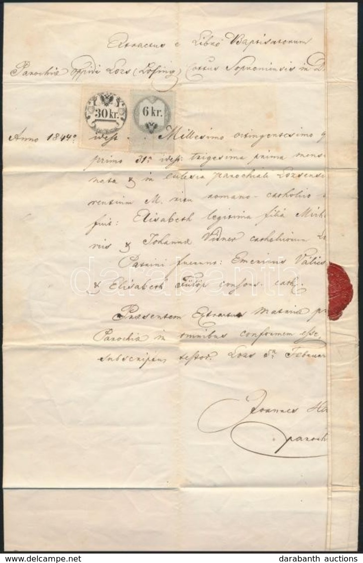 1860 Ex Offo Levél 30+6 Kr Okmánybélyeggel, Viaszpecséttel - Unclassified