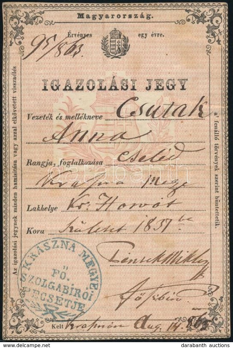 1863 Igazolási Jegy Cseléd Részére 3x5kr Illetékbélyeggel - Unclassified