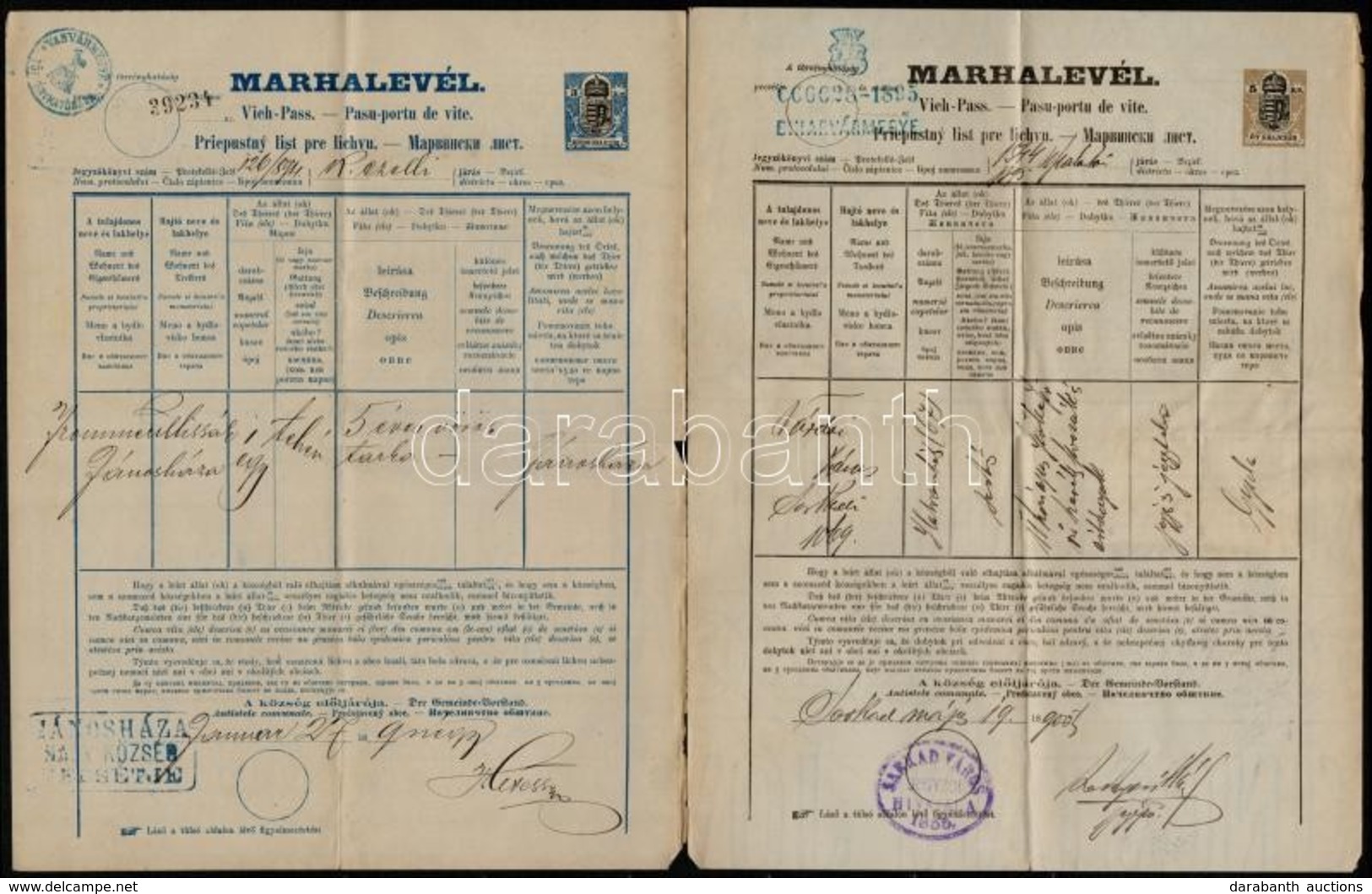 1890-94 2 Db Marhalevél, Sarkad, Jánosháza, Illetékbélyeggel - Unclassified