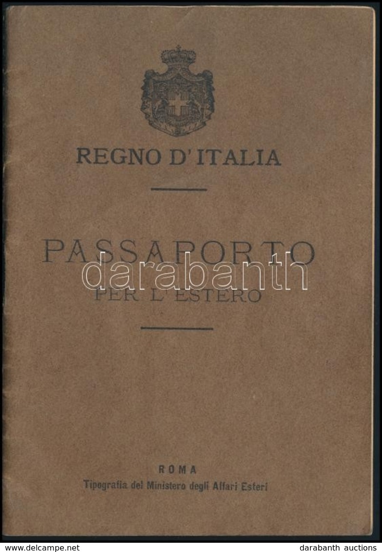 1904-1915 Olasz Királyság Fényképes útlevele, Bejegyzésekkel, A Budapesti Olasz Konzulátus Pecsétjével. - Non Classés