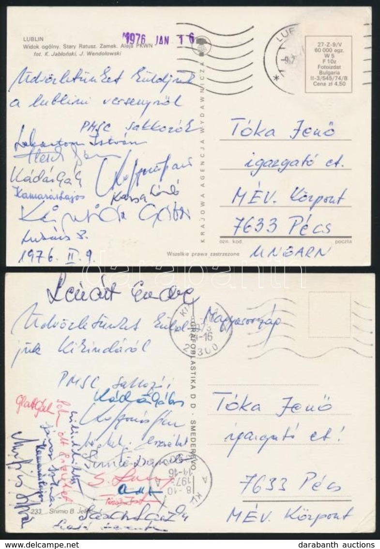 1970-1986 9 Db Pécsre Küldött Lap A PMSC Sakkversenyről Több Ismert Magyar Sakkozó Aláírásával - Andere & Zonder Classificatie