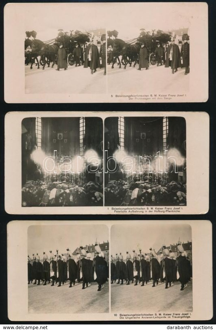 1916 3 Db Sztereo Fotó Ferenc József Temetéséről / 3 Stereo Photos Of The Funaeral Of Franz Joseph. - Andere & Zonder Classificatie