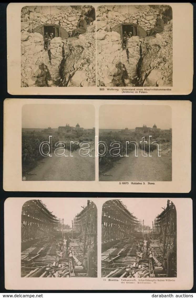 Cca 1910 3 Db Sztereo Fotó Palesztina, I. Világháború Stettin / Stereo Photos Palestina, WW I. - Other & Unclassified