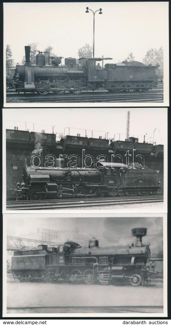 Régi Szénszállító Mozdonyok, 3 Db Modern Előhívás, 9×14 Cm / Locomotives, 3 Modern Copies Of Vintage Photos - Other & Unclassified