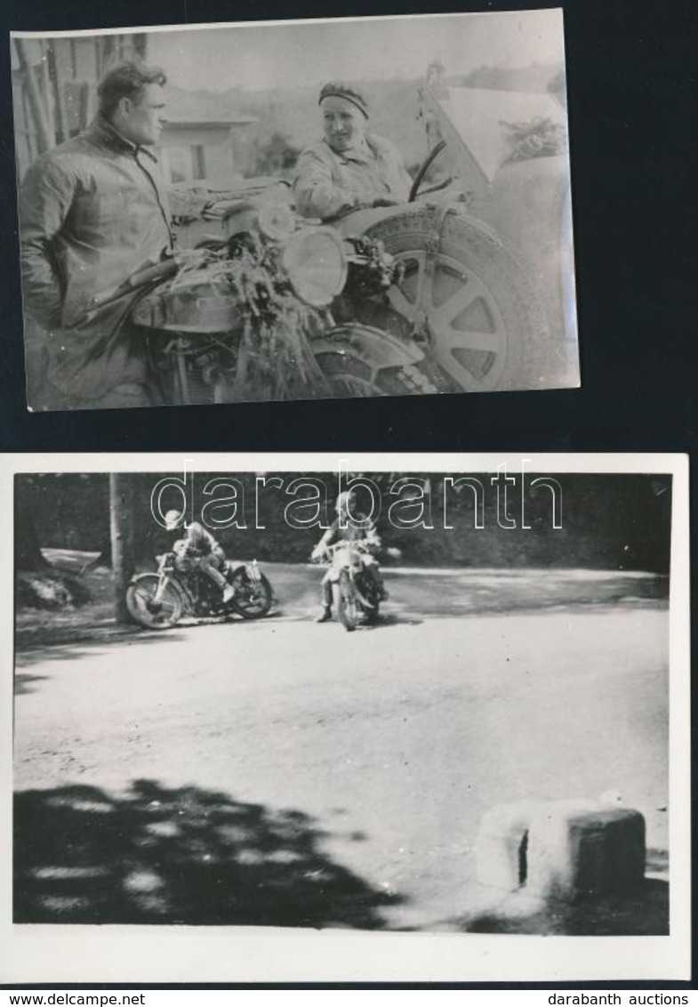 1931-1933 Motorversenyek, Zamecsnik Tivadar Fának ütközik + Hősök Emlékversenye, 2 Db Modern Előhívás, Hátoldalon Felira - Other & Unclassified