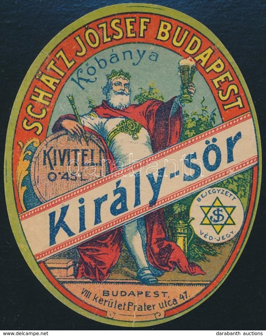 Schätz József Budapest Király-sör Kőbánya Címke - Advertising
