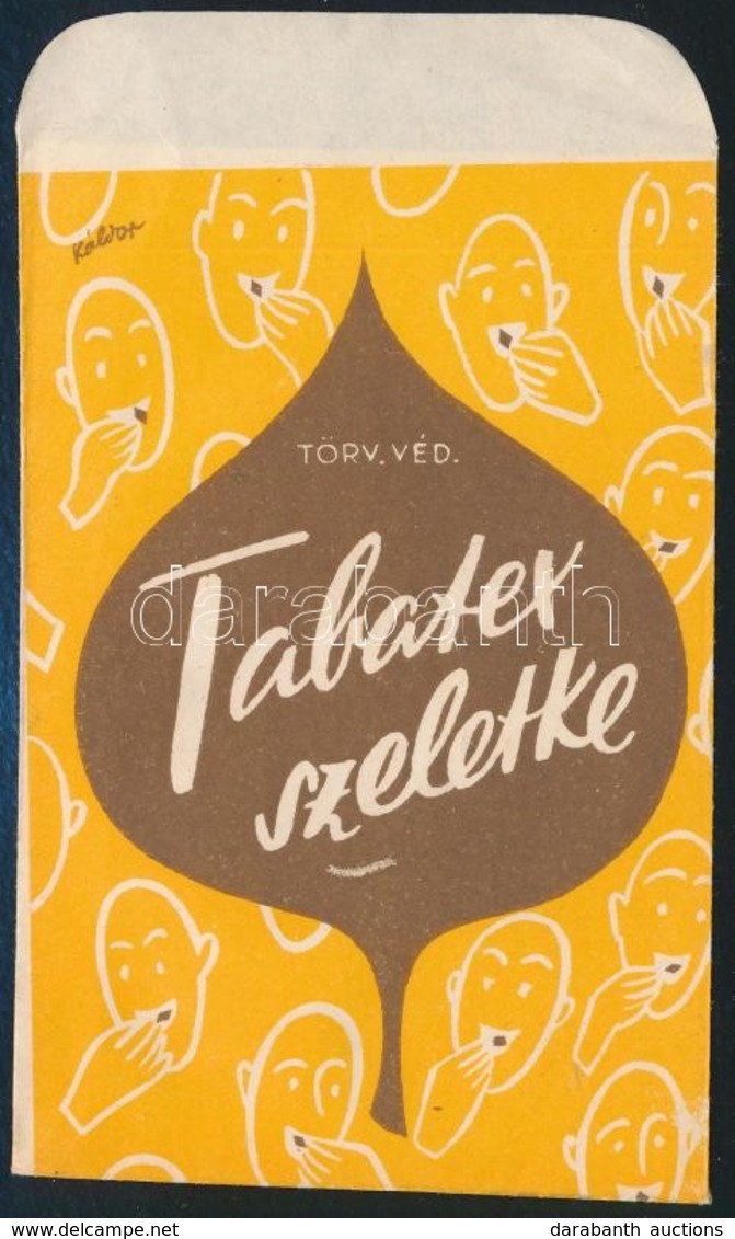 Tabatex Szeletke Papírzacskó, Káldor László (1905-1963) Grafikája - Advertising