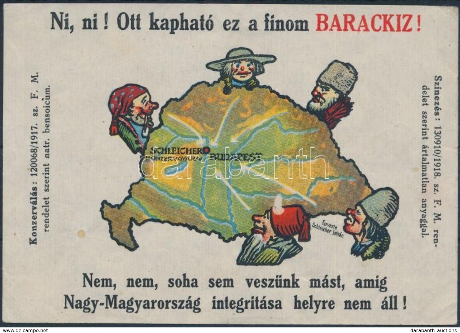 Cca 1920 Schleicher Barackíz Reklámja, Irredenta Szöveggel, 10×14 Cm - Publicités