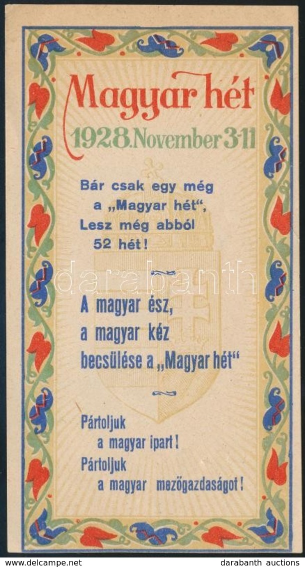 1928 Magyar Hét, Díszes Számolócédula - Publicités