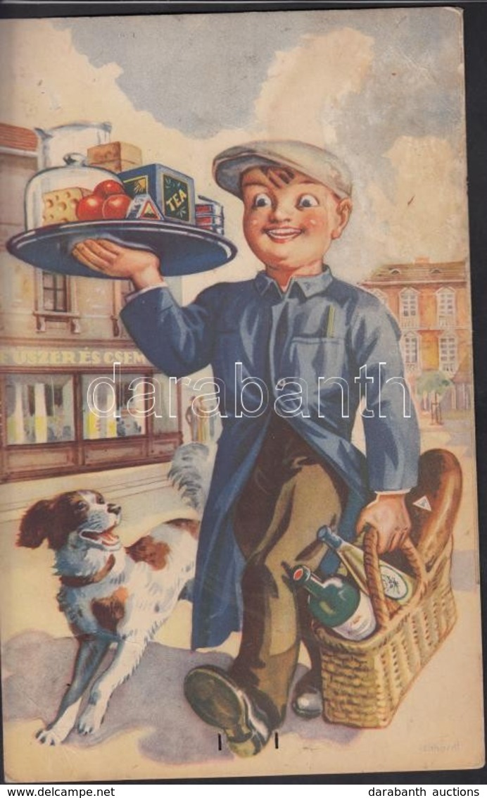 Cca 1930 Bevásárlásból Hazafelé, Reklám Nyomat, Gebhardt Szignóval, Karton, 28,5×18 Cm - Advertising