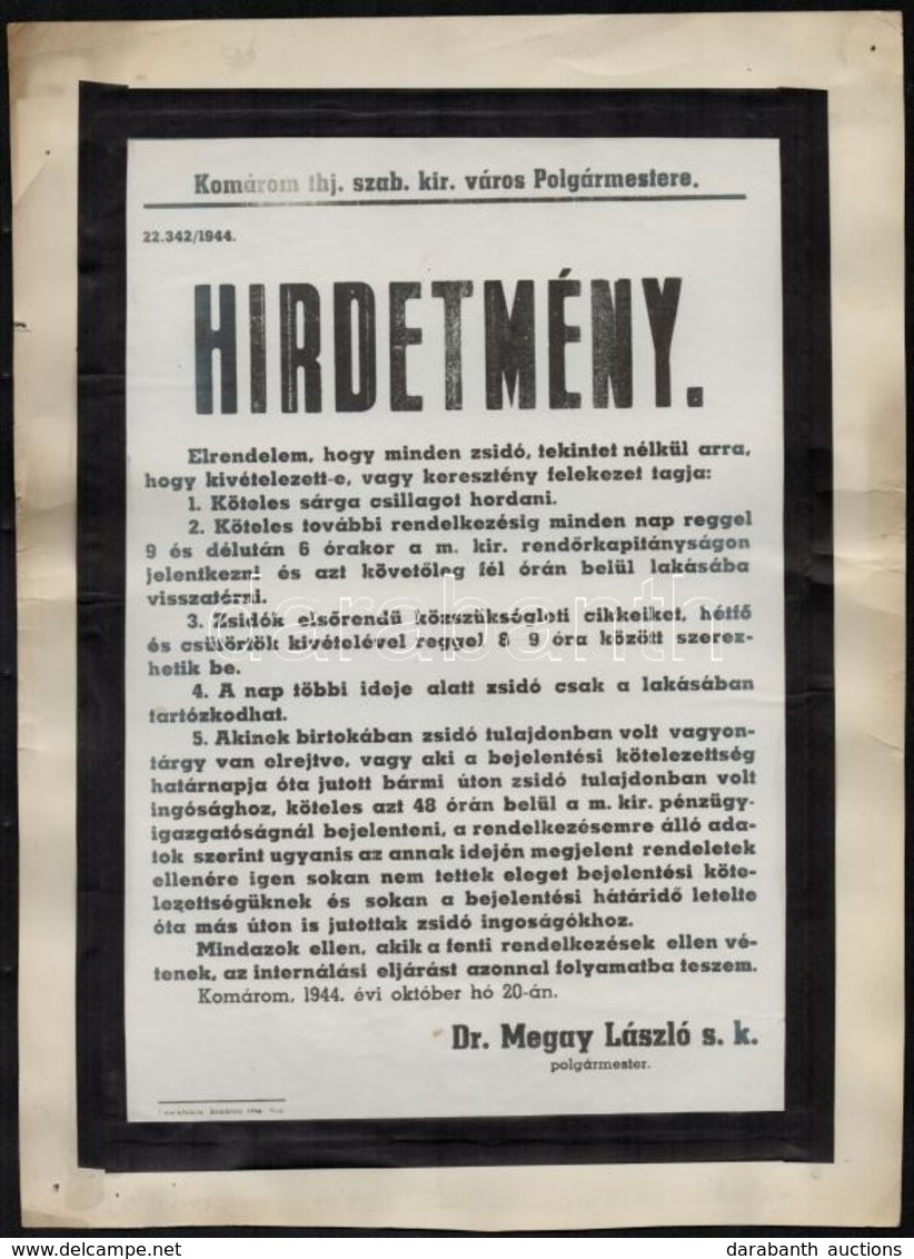 1946 Közvetlenül A II. Világháború Után Mementóként Rendezett Kiállításra Készített Korabeli Fotómásolat Kartonon A Komá - Other & Unclassified