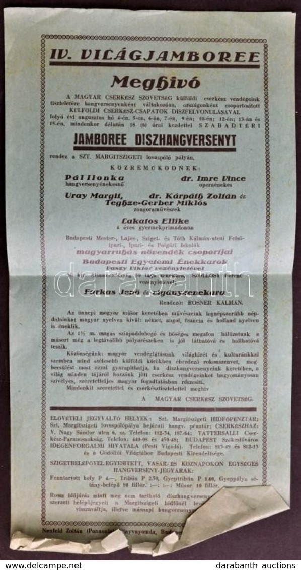 1933 Gödöllő Cserkész IV. VilágJamboreemeghívó Kisplakát + 2 Reklám Nyomtatvány  / Scout World Jamboree Invitation For C - Scouting