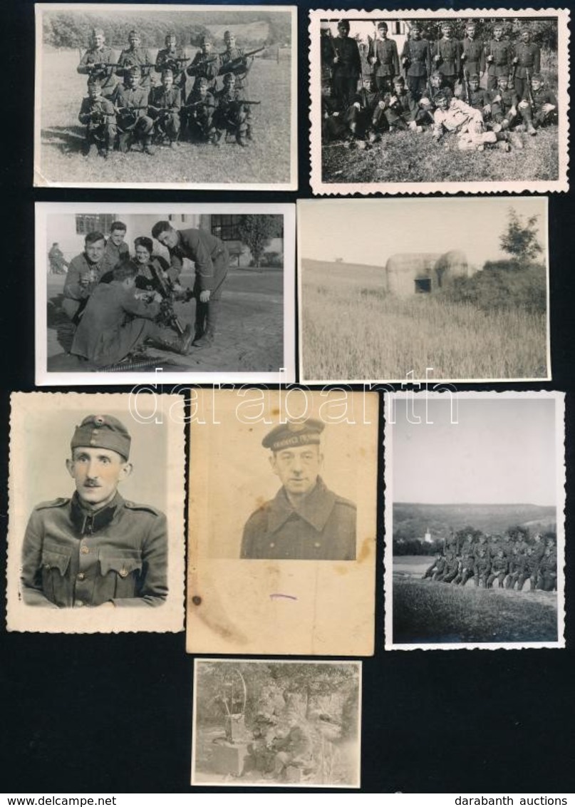 Cca 1940-1943 Vegyes Katonai életképek, Csoportképek, Bunker, Stb., 8 Db Fotó, 4×5,5 és 9×6 Cm Közötti Méretekben - Autres & Non Classés