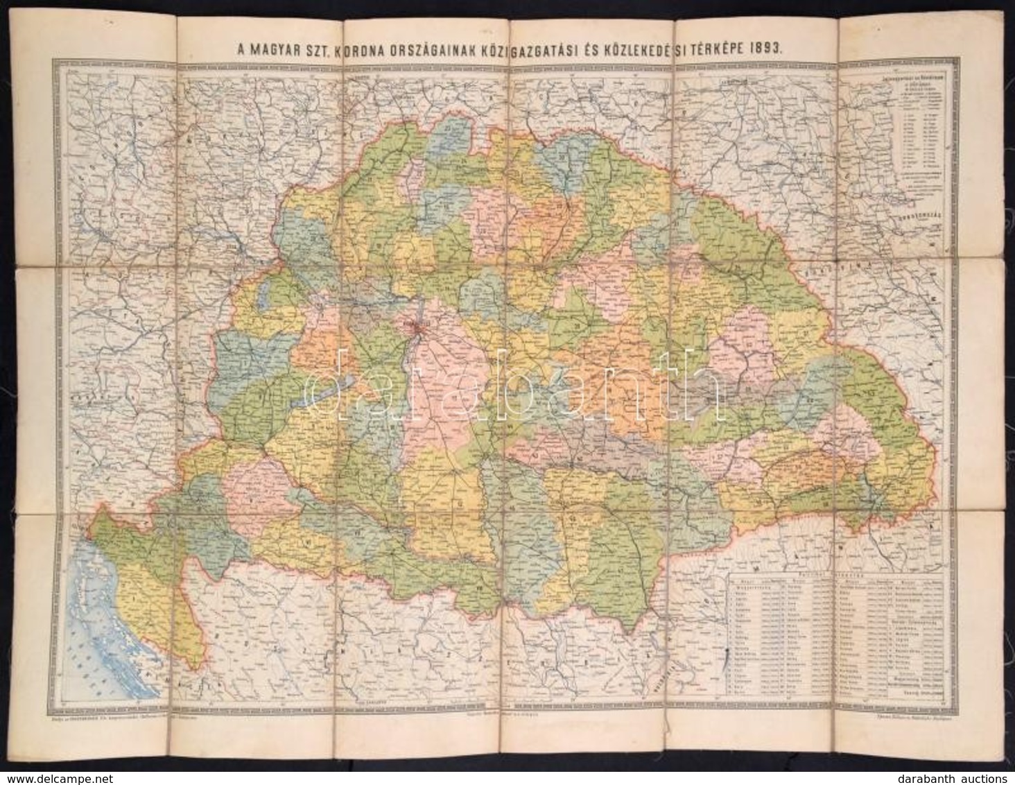 1893 A Magyar Szent Korona Országainak Közlekedési és Közigazgatási Térképe. Rajzolta: Homolka József, 1:300.000, Bp., K - Andere & Zonder Classificatie