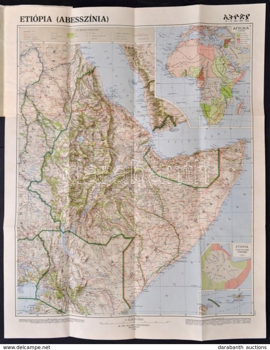 1935 Etiópia/Abesszínia Térképe. 1:5,000.000. Bp., M. Kir. Állami Térképészet, 60x47,5 Cm - Other & Unclassified