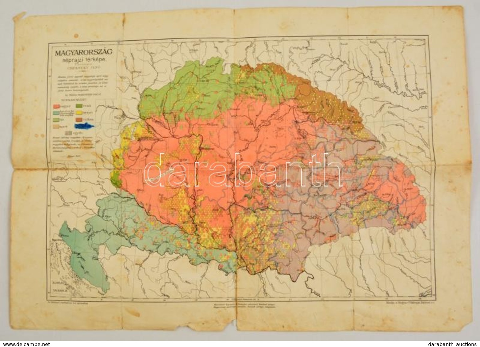 Cholnoky Jenő: Magyarország Néprajzi Térképe. [1903] Magyar Földrajzi Intézet, Lépték Nélkül, Ragasztott, Foltos, Kis Sz - Andere & Zonder Classificatie