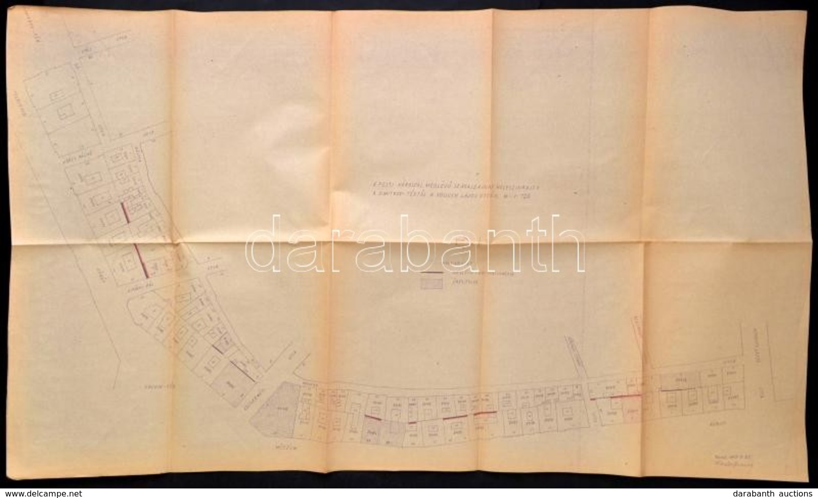 Cca 1950 A Pesti Városfal Látható Részeinek Bemutatás Térképen 100x60 Cm - Andere & Zonder Classificatie