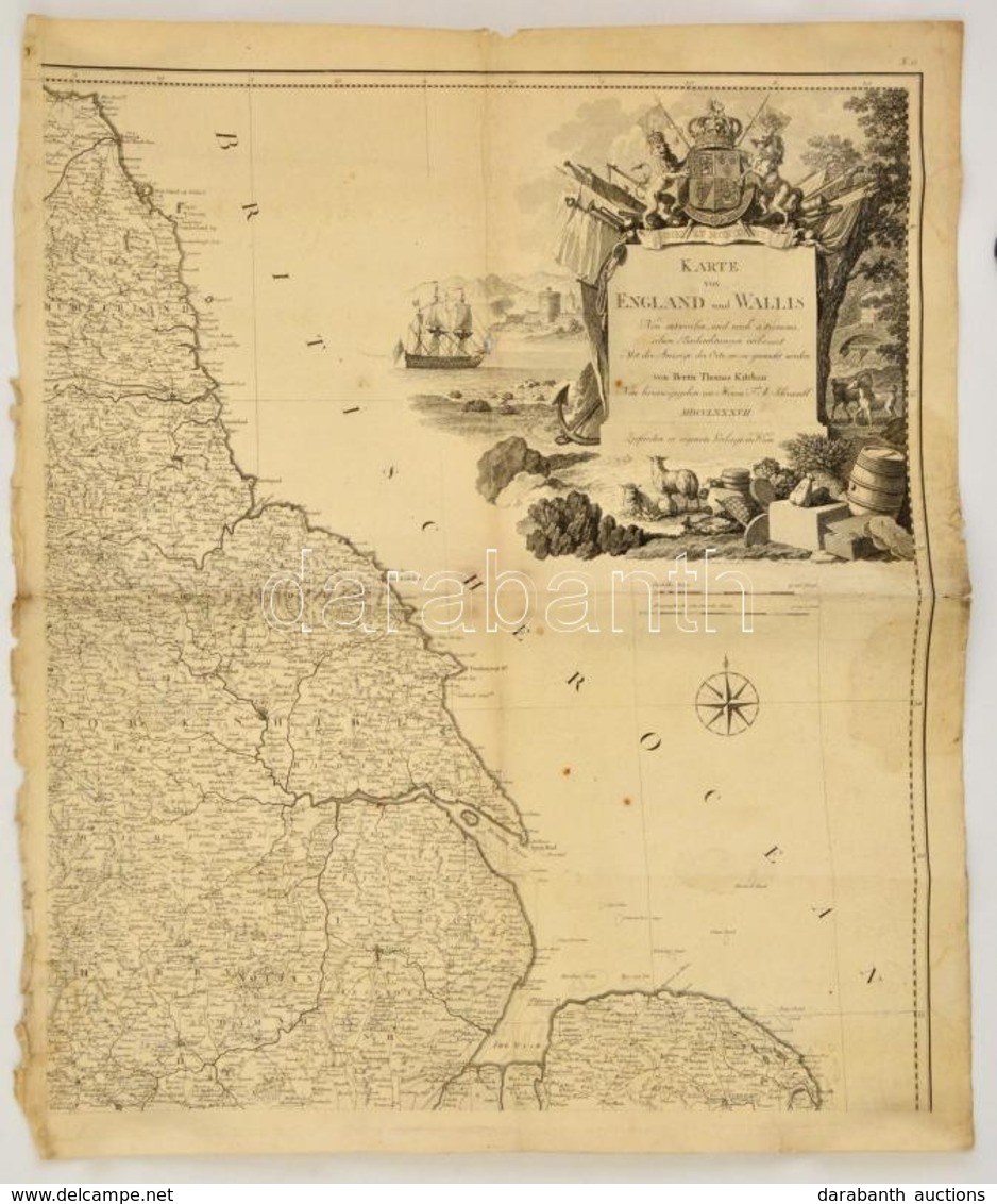 Thomas Kitchin (1718-1784): Anglia és Walles Térképe (1787, Wien) Metszette Johann Stenger
Rézmetszet, Papír. Hajtásnyom - Sonstige & Ohne Zuordnung