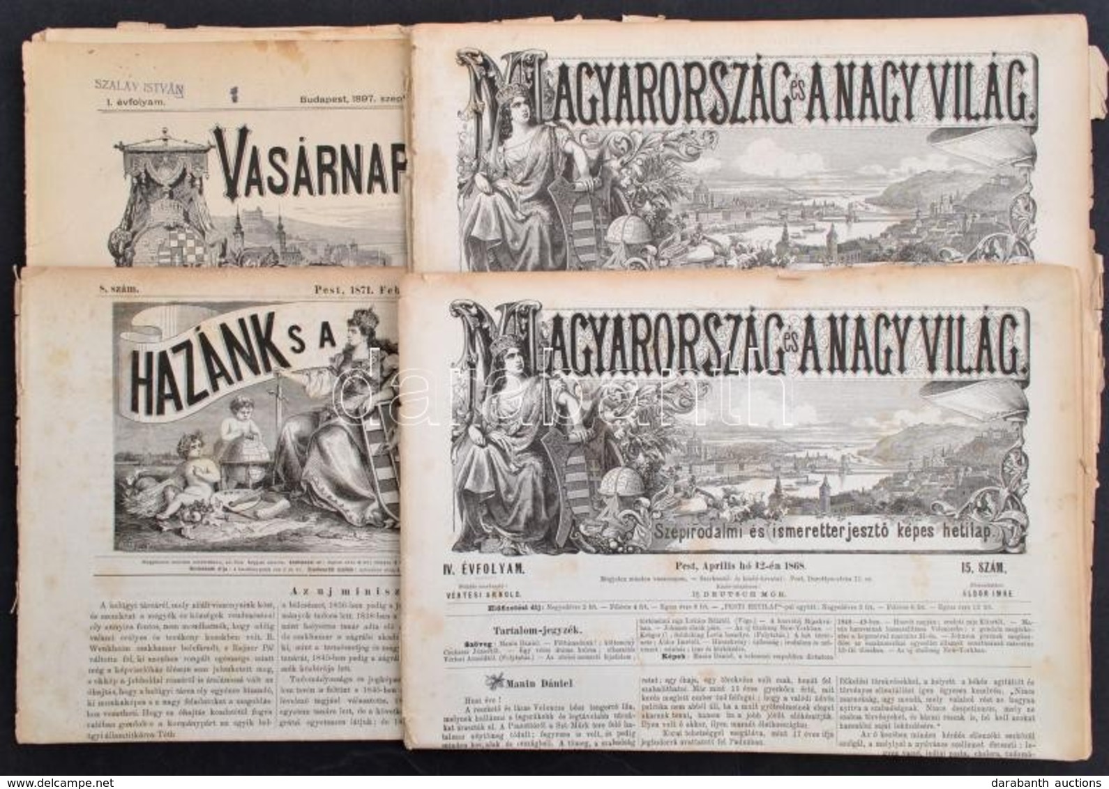 1868-1897 4 Db Régi újság, Hiányosak - Unclassified