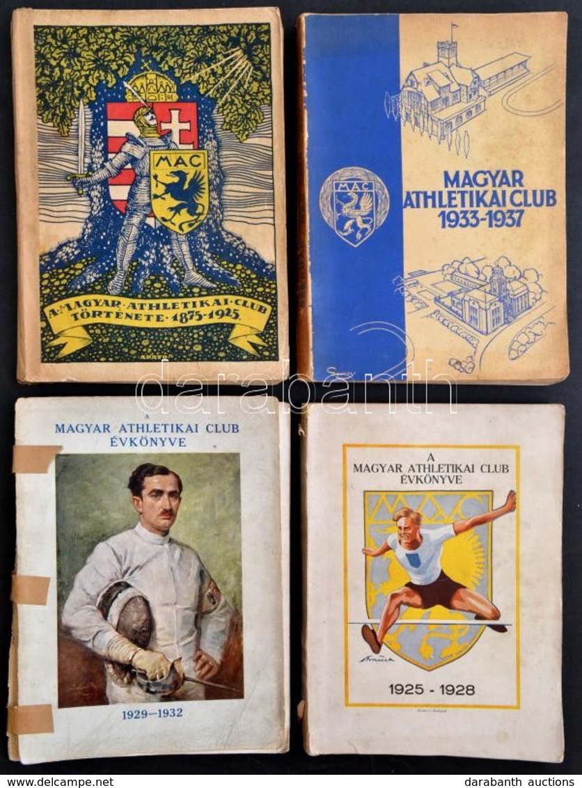 Cca 1925-1937 A Magyar Athletikai Club 3 Db évkönyve + A Magyar Athletikai Club Története 1875-1925. Kissé Kopott Papírk - Ohne Zuordnung