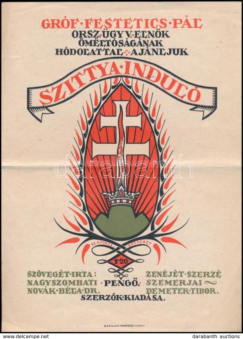 1928 Gróf Festetics Pál Orsz. ügyv. Elnöknek Ajánlott Szittya Induló, Kotta - Zonder Classificatie