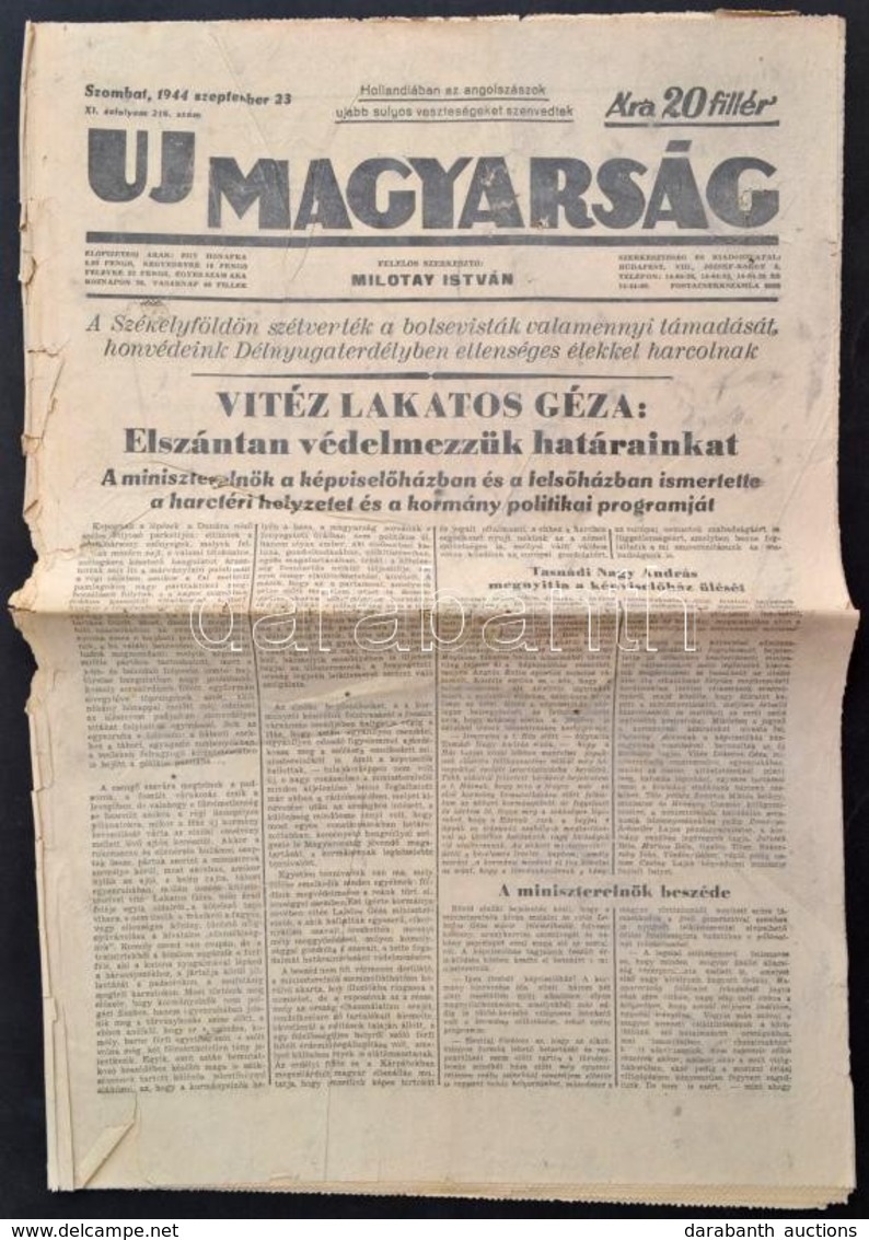 1944 Az Új Magyarország XI. évfolyamának 216. Száma - Zonder Classificatie