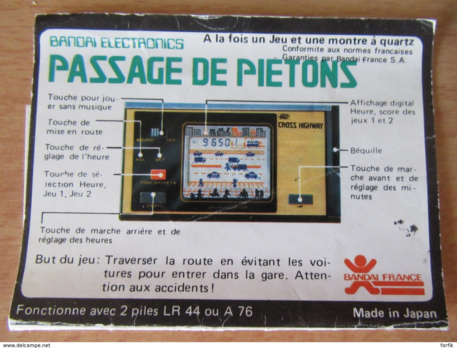 Game & Watch - Jeu-vidéo Cross Highway (Passage De Piétons) Bandai Electronics Avec Pochette Et Notices ! Piles Fournies - Other & Unclassified