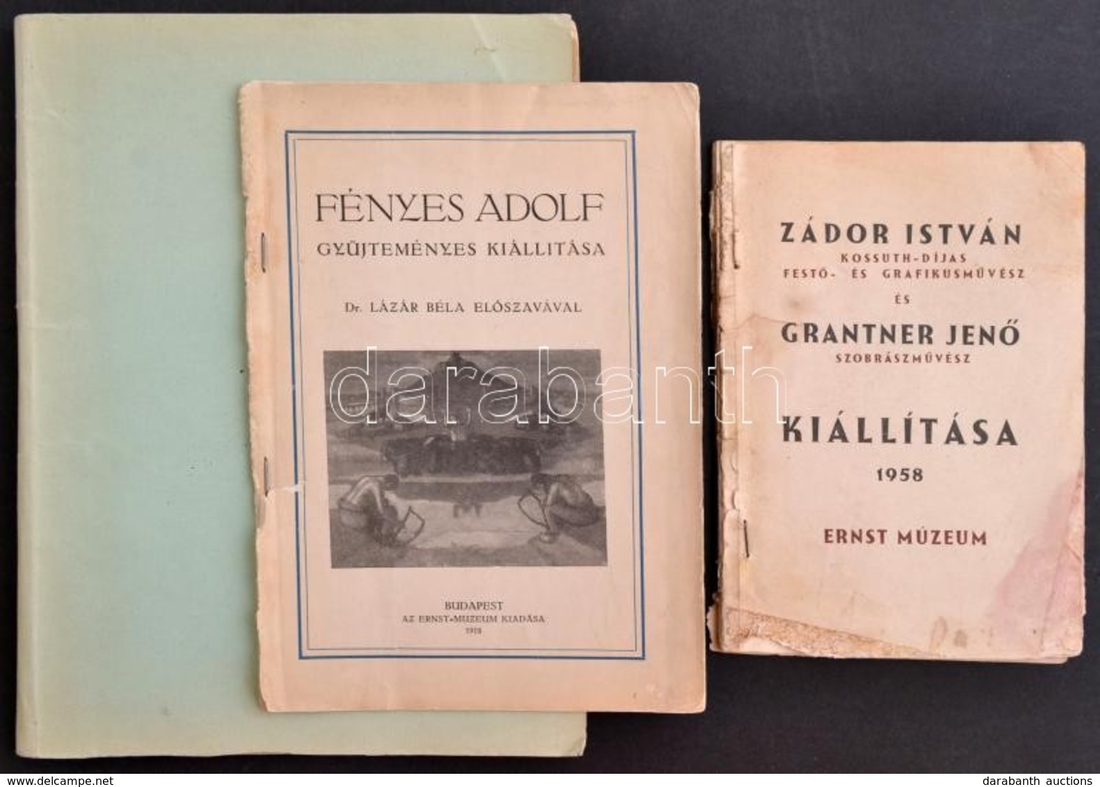 1918-1958 Vegyes Művészeti Könyvtétel, 3 Db: 
1918 Fényes Adolf Gyűjteményes Kiállítása. Dr. Lázár Béla Előszavával. Bp. - Non Classés